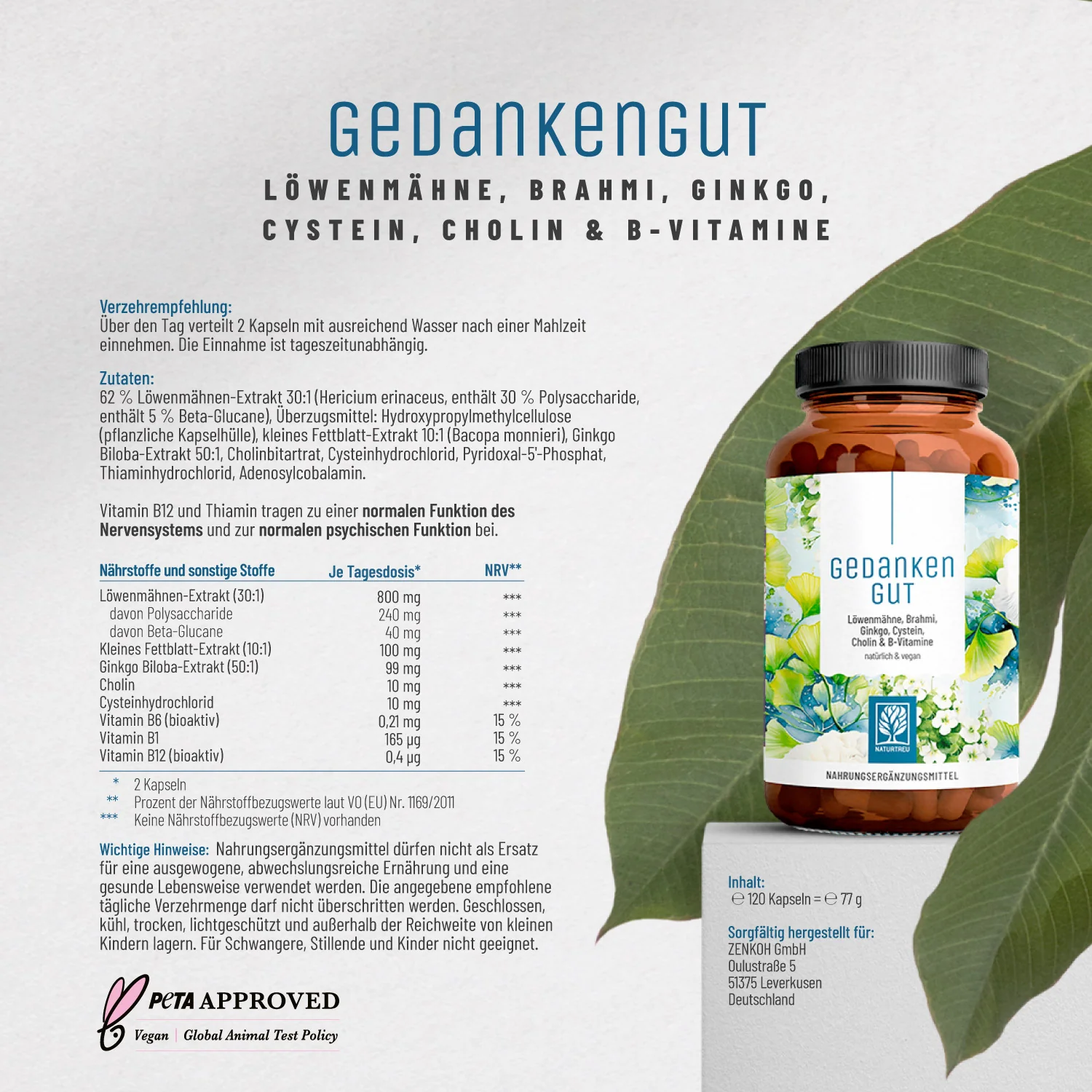 Gedankengut: Löwenmähne, Brahmi, Ginkgo, Cystein, Cholin & B-Vitamine - Image 11
