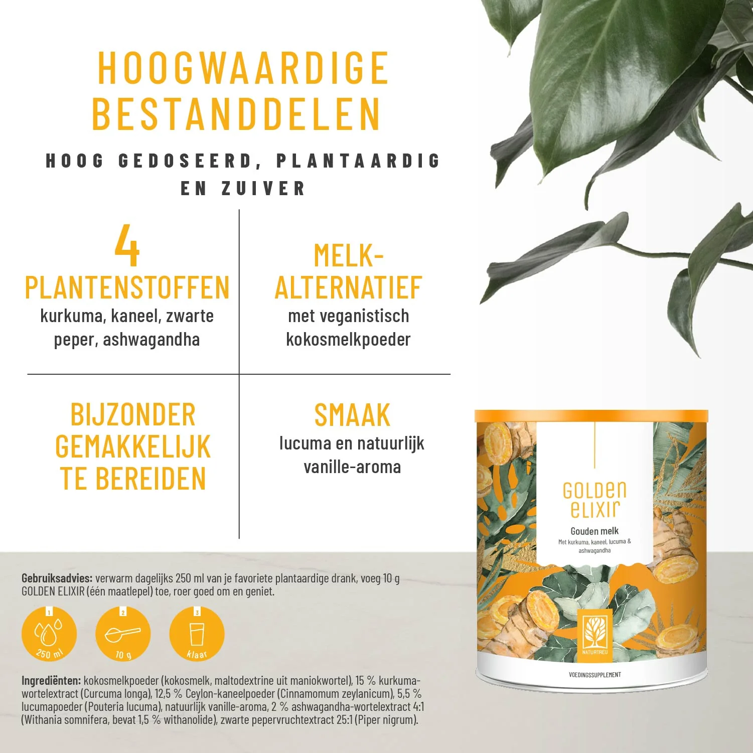 Golden Elixir: Gouden melk met kurkuma, kaneel, lucuma en ashwagandha - Image 2