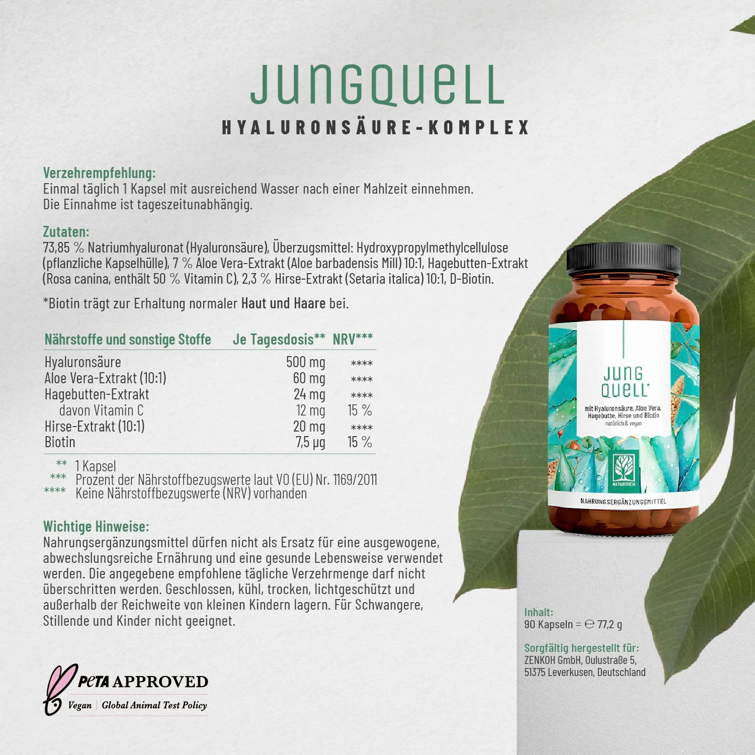 Jungquell: Hyaluronsäure, Aloe Vera, Hagebutte & Biotin - Image 12