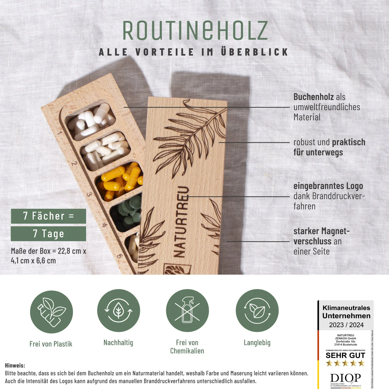 Routineholz 2.0 - 7 Tage Tablettenbox / Pillenbox - Image 7