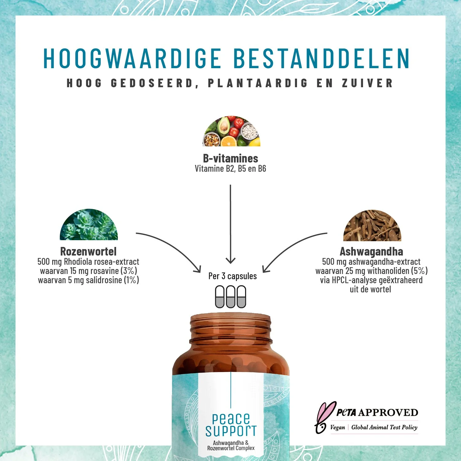 Peace Support: Antistresscomplex met ashwagandha en rozewortel - Image 2