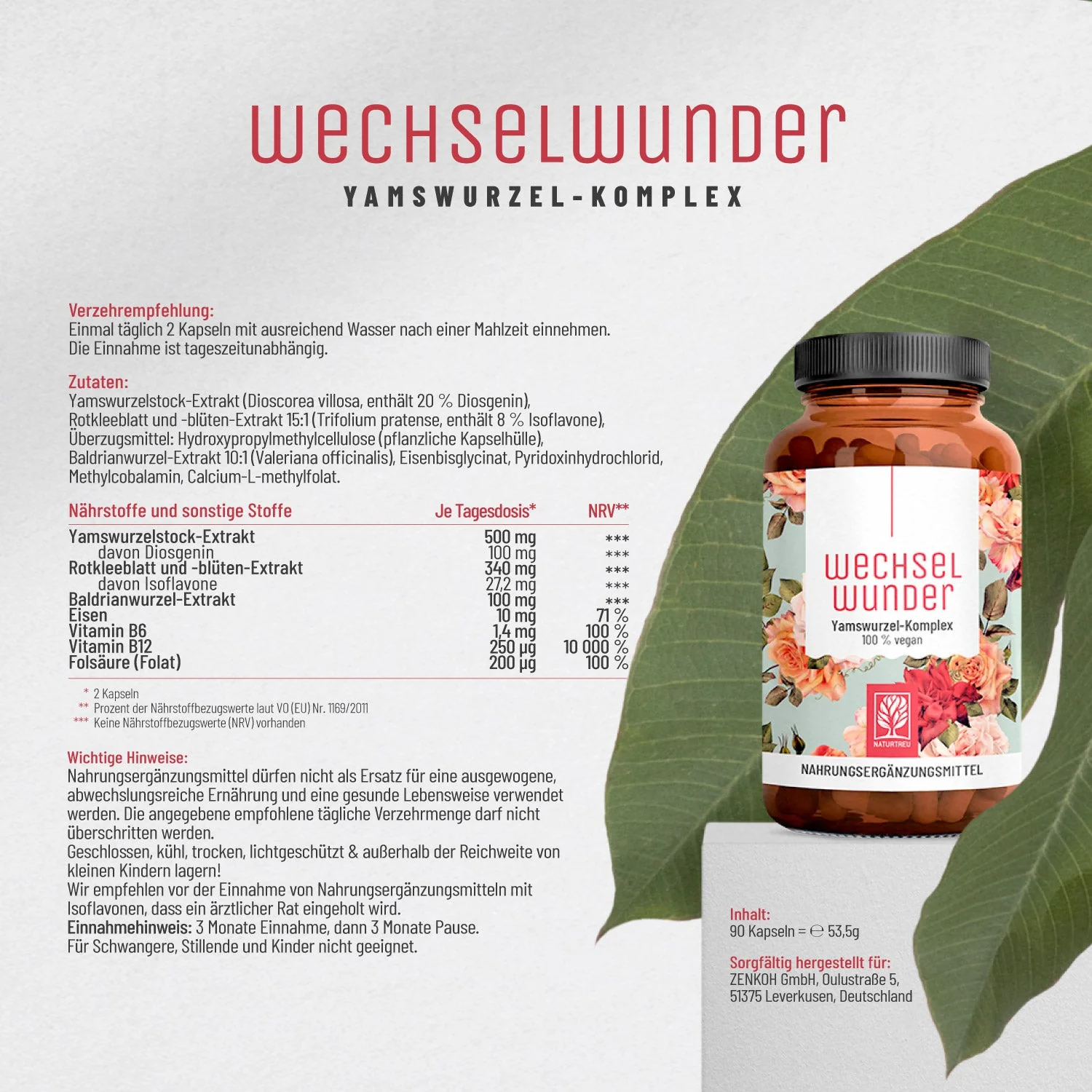 Wechselwohl Paket: Komplex mit Yamswurzel & Rotklee, Calcium mit Vitamin C & Coenzym Q10 - Image 9